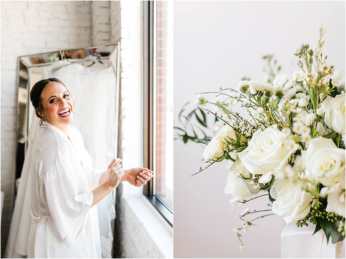 Bride getting ready at Magnolia Venue and Urban Garden by Kansas City Photographer West Rose Photo and Film