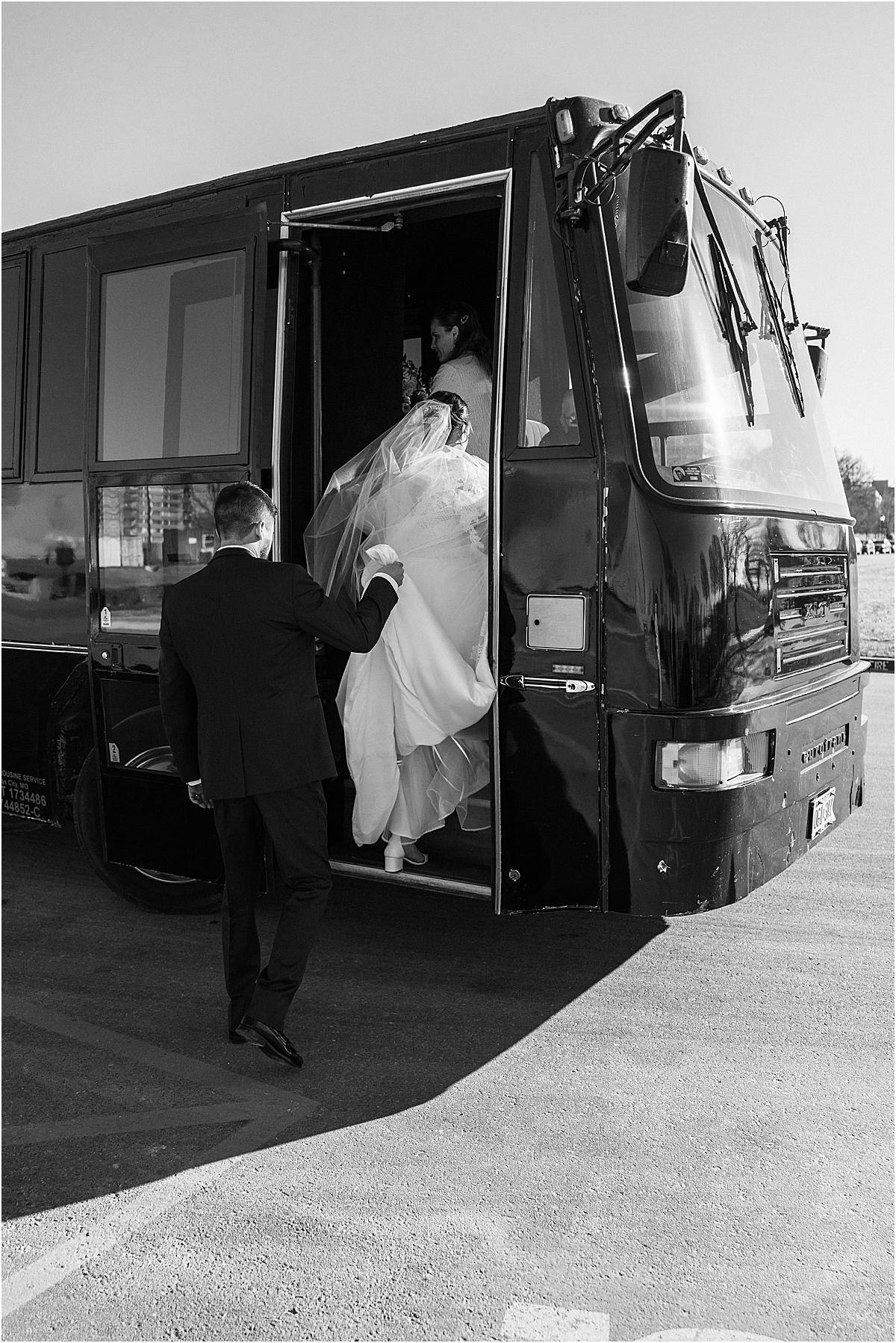 Wedding transportation at Magnolia Venue and Urban Garden by Kansas City Photographer West Rose Photo and Film