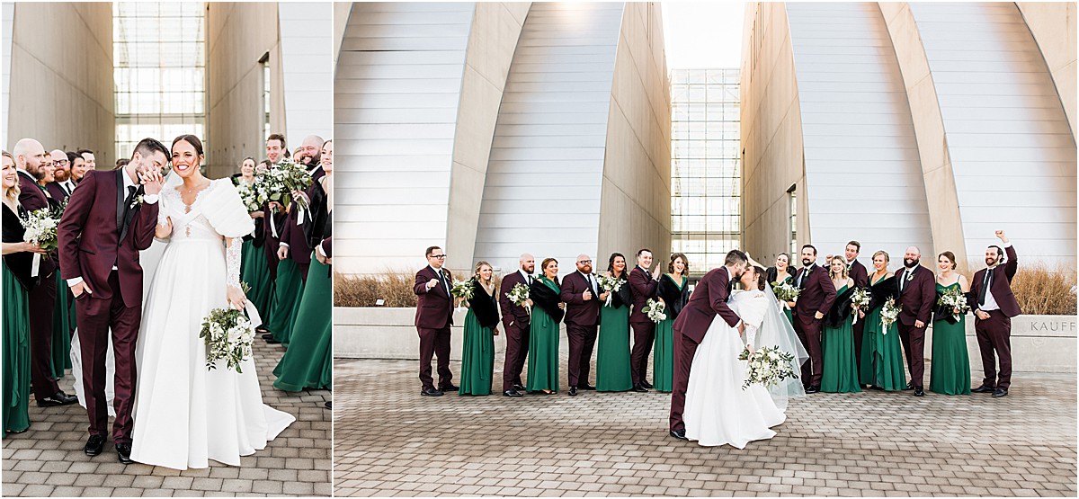 Wedding Party at Kauffman Center for Performing Arts for a Winter Wedding by Kansas City Photographer West Rose Photo and Film