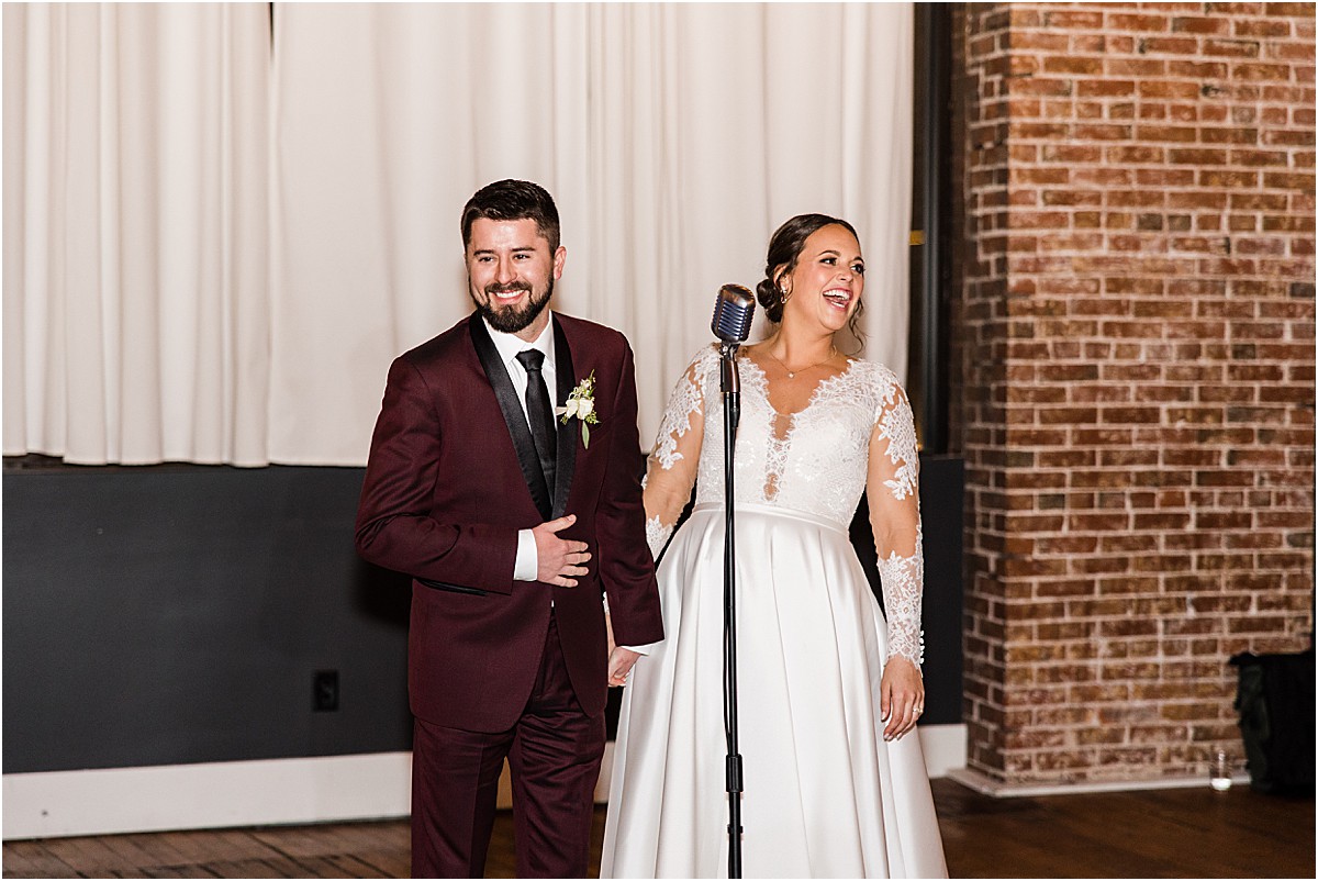 candid wedding toasts reactions at Magnolia Venue and Urban Garden by Kansas City Photographer West Rose Photo and Film