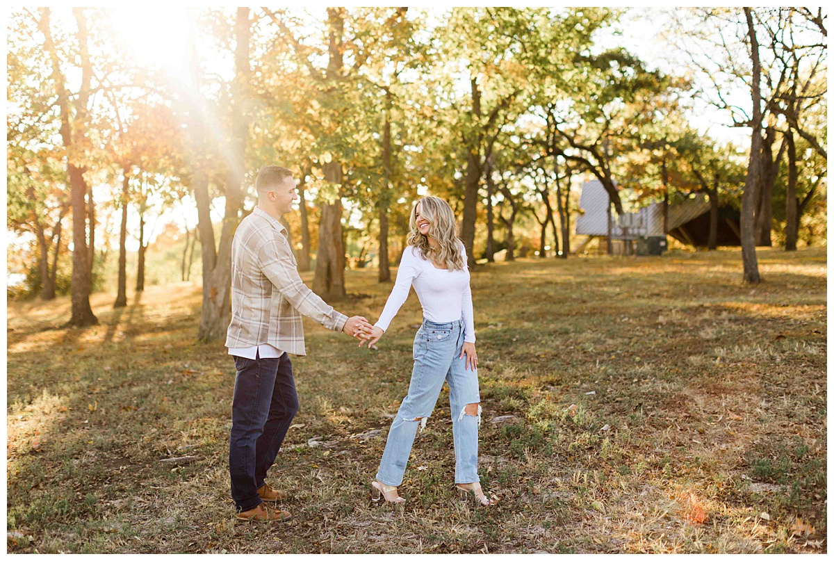 Fall Engagement Session at Shawnee Mission Park in Kansas City