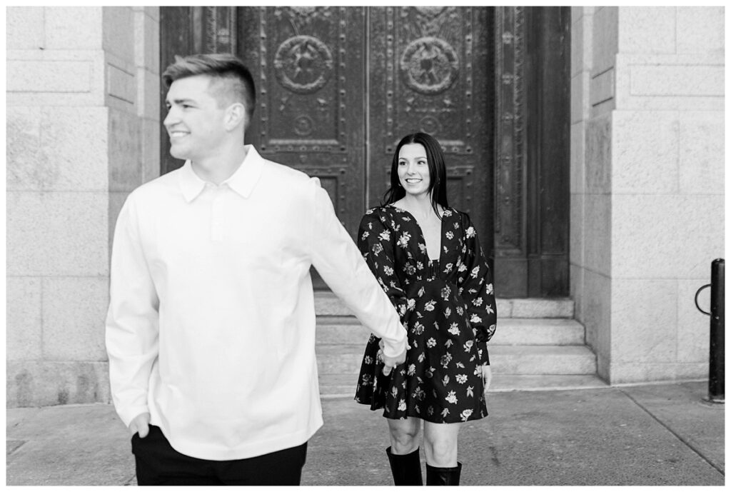 Downtown Kansas City Engagement session including engagement photos at Union Station Kansas City.