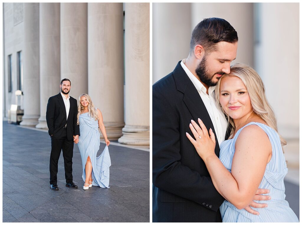 sunset engagement session at nelson atkins