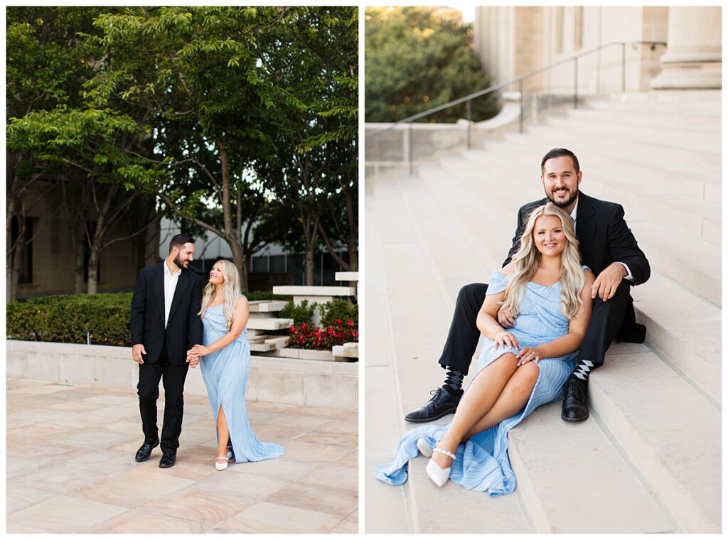 sunset engagement session at nelson atkins